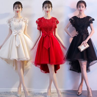 敬酒服新娘2023新款结婚回门红色孕妇大码前短后长小礼服连衣裙女