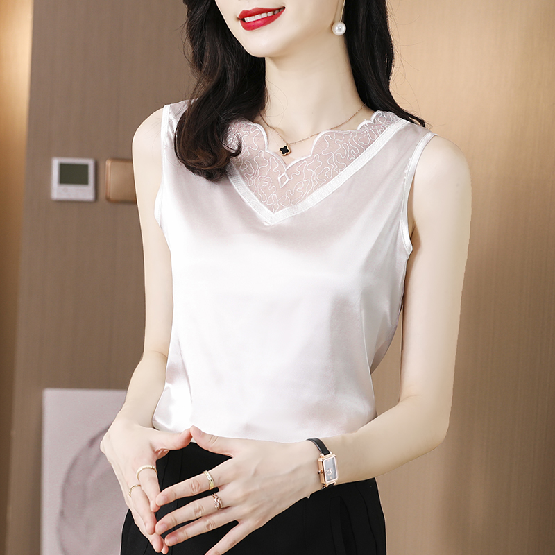 2026 여름 새틴 레이스 레이스 조끼