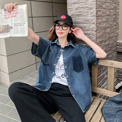 实拍现货 2023早夏新款宽松百搭复古休闲柔软亲肤牛仔衬衫上衣女
