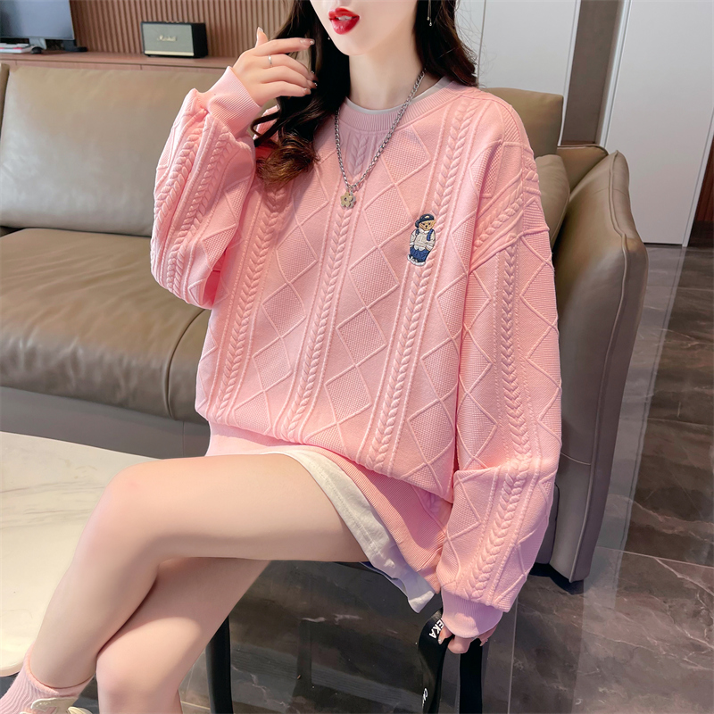 실사 자카드 봄 새로운 중간 길이 개성 후드티 여성 Chic 맨위 여성 트렌디