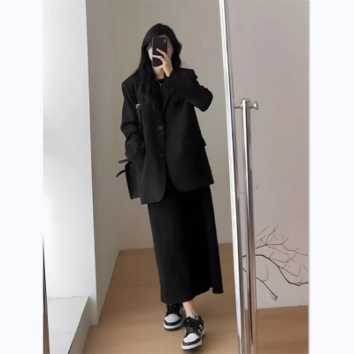 2023早春新款宽松显瘦小个子气质西服外套显瘦连衣裙两件套套装女