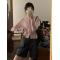 BRIVIN浅粉色修身针织开衫女春季2023韩系独特别致休闲毛衣外套轮播图2