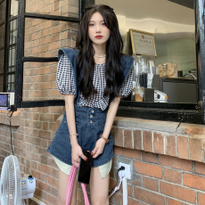 夏装新款大码女装胖MM牛仔收腰显瘦慵懒背带裤连体裤 S-5XL200斤