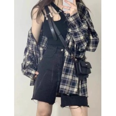 批发格子衬衫女夏2026新款衬衣外套早秋装法式长袖薄款上衣设计感小众