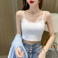黑色低领小吊带女内搭打底美背背心夏外穿潮短款性感抹胸无袖上衣