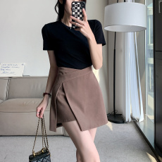 实拍现货春夏2023大码女装胖mm半身裙高腰遮胯显瘦不规则A字裙
