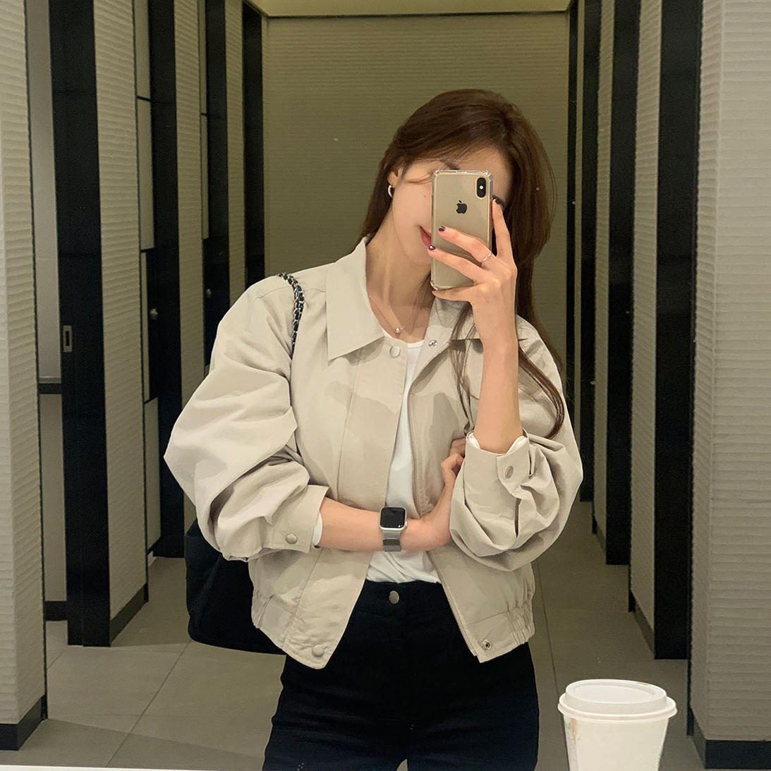 미니멀리즘 캐주얼 긴팔 재킷 짧은 외투