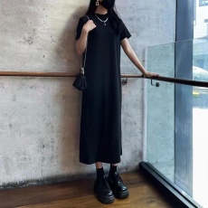 2023新款短袖T恤裙子女大码女装显瘦遮肉中长款减龄洋气连衣裙