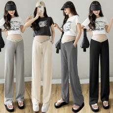 实拍 新款孕妇裤子阔腿裤春夏薄款外穿打底裤冰丝休闲裤夏季