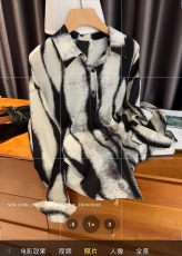 时髦精心*尖爱！复古扎染水墨画显瘦通勤别致衬衣衬衫