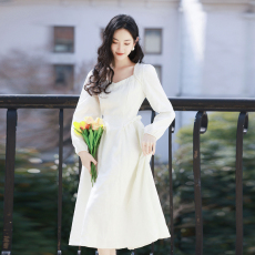 批发6486#实拍现货 春秋法式气质小众设计感礼服小白<b class='q'>裙</b> 控价+40
