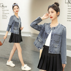 批发2025年春秋季新款小香风<b class='q'>牛仔</b>外套小个子短款时尚夹克褂子百搭上衣