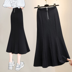 批发实拍大码2026半身裙黑色弹力高腰裙中长款百搭包臀鱼尾裙