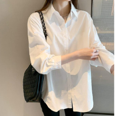 2023年春季白衬衫女内搭新款韩版设计感小众洋气上衣百搭长袖衬衣