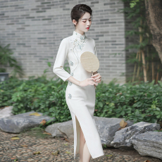 批发新款复古风针织刺绣<b class='q'>旗袍</b>气质优雅日常可穿老<b class='q'>上海</b><b class='q'>旗袍</b>连衣裙