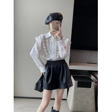 高品质针织条纹拼接不长袖衬衫女2026春秋季法式小众设计感衬衣上