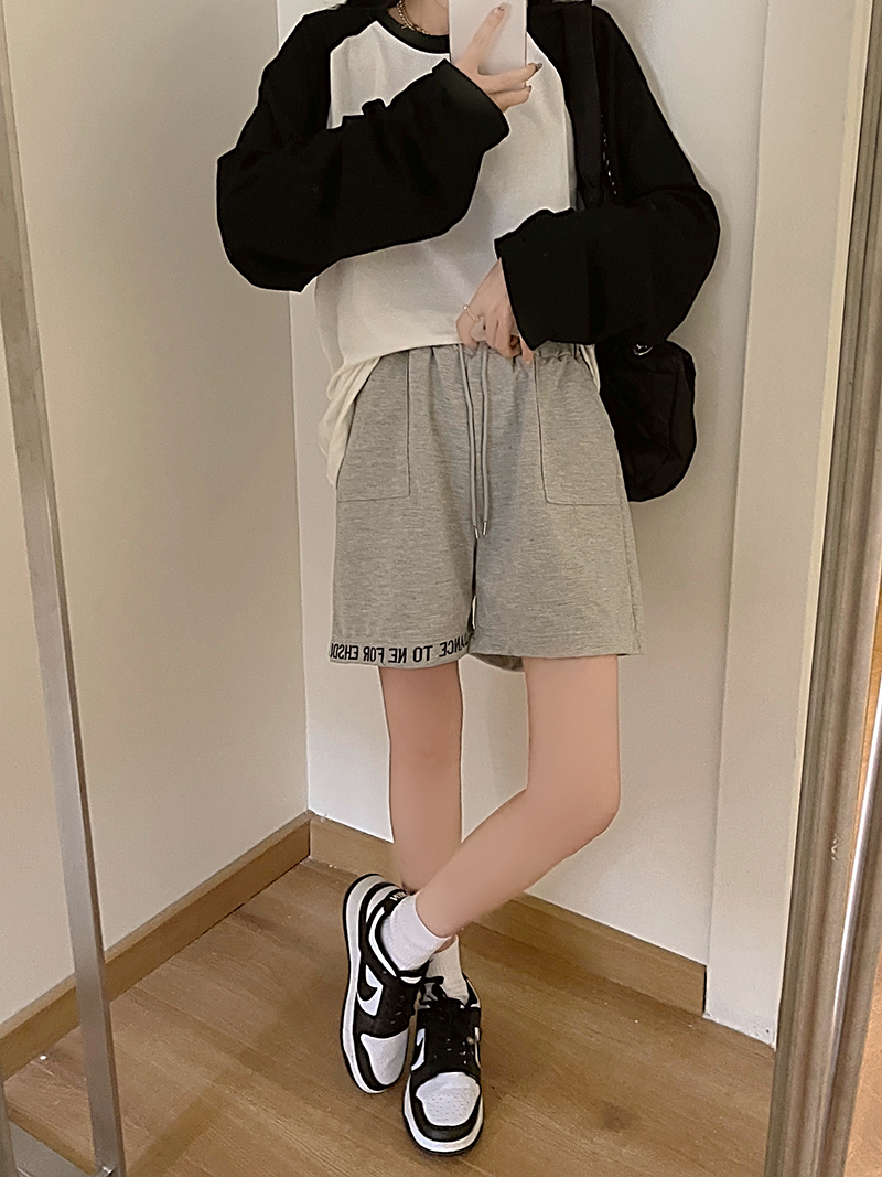 實拍   運動短褲女夏季薄款寬鬆休閒五分褲