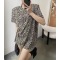 首尔欧尼韩代洋气新款春夏豹纹上衣港味复古chic宽松短袖t恤女轮播图3