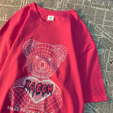 批发夏季双纱240克精梳紧密赛络印花短䄂<b class='q'>T</b><b class='q'>恤</b>女韩版学生上衣ins