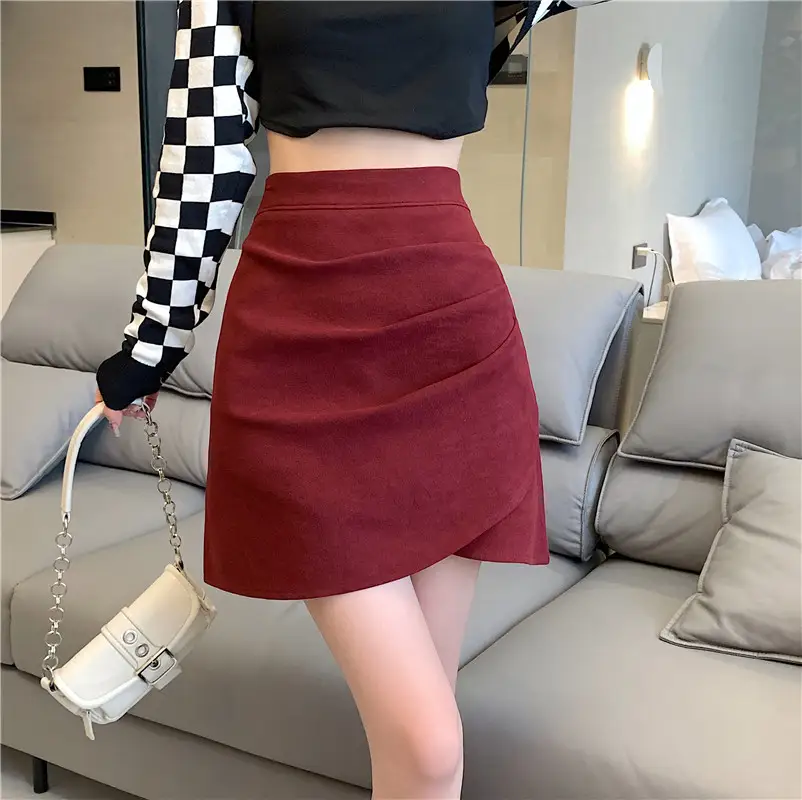 고급스러운 블랙 래디컬 스타일 단추 스커트 상세 이미지 8