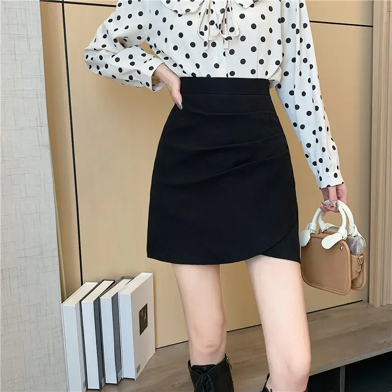 고급스러운 블랙 래디컬 스타일 단추 스커트 상세 이미지 19