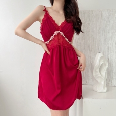 批发实拍性感睡衣女新款<b class='q'>吊带</b><b class='q'>睡裙</b>夏蕾丝美背设计感家居服私房情调