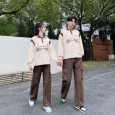 批发实拍美式街头风卫衣套装学生班服演出服