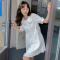 白色娃娃领连衣裙子2023新款女夏季法式奶甜仙女初恋短裙复古温柔轮播图4