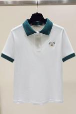 实拍2022年夏季新款Polo翻领刺绣拼色上衣减龄短袖
