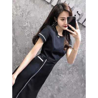 气质空姐制服职业套装女夏时尚修身连衣裙美容师珠宝店工作服套裙
