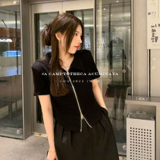 批发满天<b class='q'>星</b> 已出货 罗纹 250<b class='q'>克</b> 辣妹修身双拉链polo衫设计感上衣