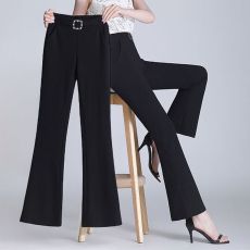 批发<b class='q'>哥</b><b class='q'>弟</b>纹春夏新款微喇裤阔腿裤女垂坠感直筒休闲裤超修身长裤女高腰