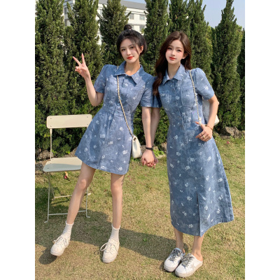 实拍～大码女装2023夏季新款高端3D印花短袖连衣裙女胖MM闺蜜裙