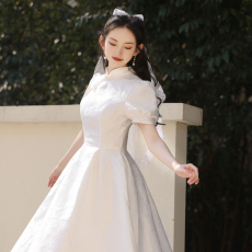 批发6489#实拍现货 <b class='q'>伴娘</b>领证连衣裙日常可穿礼服小白裙 控价+40