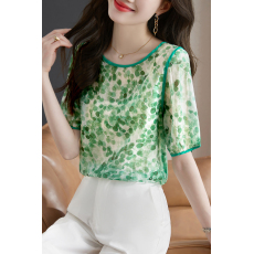 批发实拍◆◆2026上衣女夏季新款宽松桑蚕丝<b class='q'>短袖</b><b class='q'>t</b><b class='q'>恤</b>衬衫气质波点