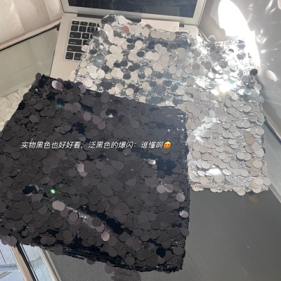 易梦玲同款guizio年度超闪亮的低腰短裙手工缝制定制亮片半身短裙
