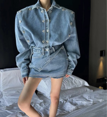 小众设计感牛仔外套时尚短裙女两件套减龄气质百搭新款裙子套装潮
