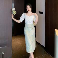 实拍 领证登记白裙短袖轻婚纱订婚晚礼服开叉小个子连衣裙高级感