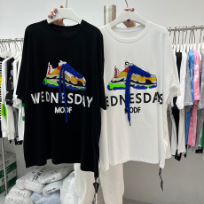 批发新款欧洲站 时尚前烫钻鞋字母印花短袖宽松T恤女<b class='q'>上衣</b>百搭