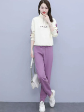 早春季卫衣休闲运动服套装女2023新款春秋微胖两件套显瘦遮肉时尚