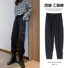 批发美式复古工装裤子女<b class='q'>春</b>秋款2025加绒小个子高腰休闲直筒运动阔腿裤