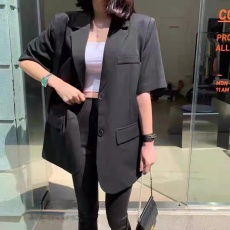 批发夏季薄款网红时尚气质中长款休闲短袖<b class='q'>西装外套</b>西服女
