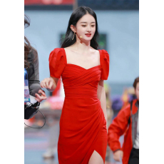 批发<b class='q'>赵</b><b class='q'>丽</b><b class='q'>颖</b><b class='q'>同款</b>晚礼服女法式高级感连衣裙