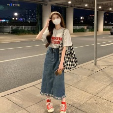小香风牛仔连衣裙子女夏季今年流行漂亮学院风小个子穿搭一整套装