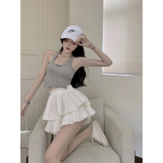 批发新款甜美蓬蓬裙半身裙子小个子百褶蛋糕短裙半裙女白色裙<b class='q'>春</b>季复古