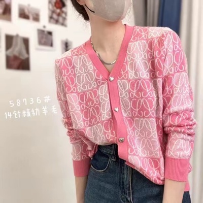 2023春季新款欧货撞色V领针织开衫女长袖设计感小众软糯毛衣外套