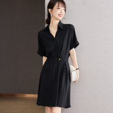 实拍◆有现货◆2023新款气质显瘦短裙高级感法式黑色收腰连衣裙