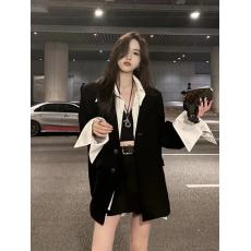 批发<b class='q'>休闲</b>时尚西装套装女早春季高级感拼接<b class='q'>西服</b>上衣高腰半身裙裤两件套