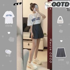 批发高级感T恤半身裙两件套装夏季学院风甜美法式桔梗温柔穿搭<b class='q'>连衣裙</b>