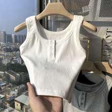 批发已出货 罗纹 粉色吊带背心女内搭外穿美背夏季甜辣风短款